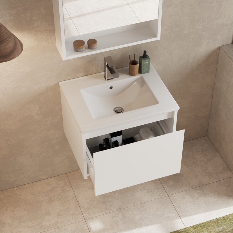 Banyetti Mino Gloss White 1 Drawer Wall Hung Vanity Unit – Select Size