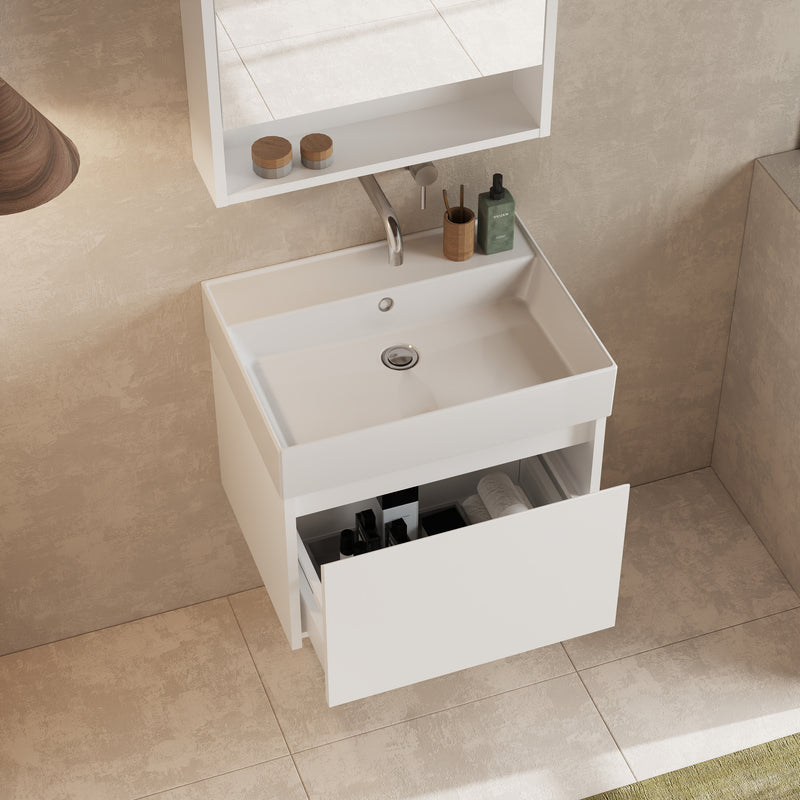 Banyetti Mino Gloss White 1 Drawer Wall Hung Vanity Unit – Select Size