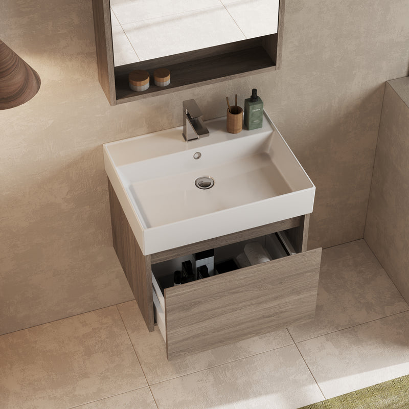 Banyetti Mino Nebraska Oak 1 Drawer Wall Hung Vanity Unit – Select Size