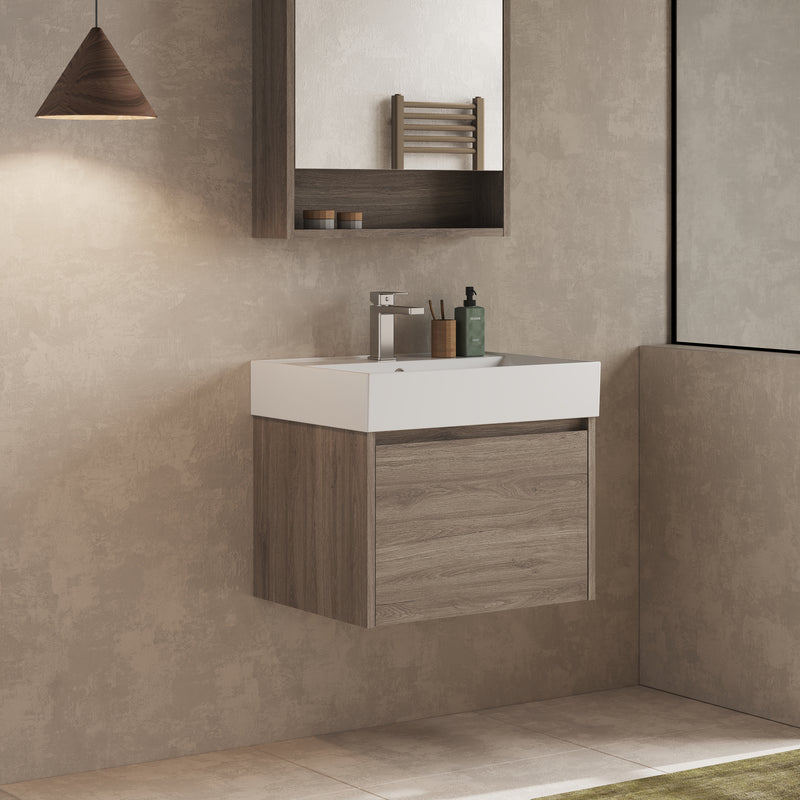 Banyetti Mino Nebraska Oak 1 Drawer Wall Hung Vanity Unit – Select Size