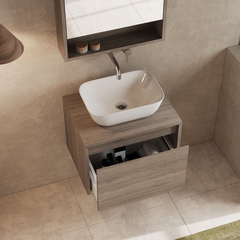 Banyetti Mino Nebraska Oak 1 Drawer Wall Hung Vanity Unit – Select Size