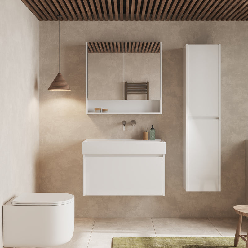 Banyetti Mino Gloss White 1 Drawer Wall Hung Vanity Unit – Select Size