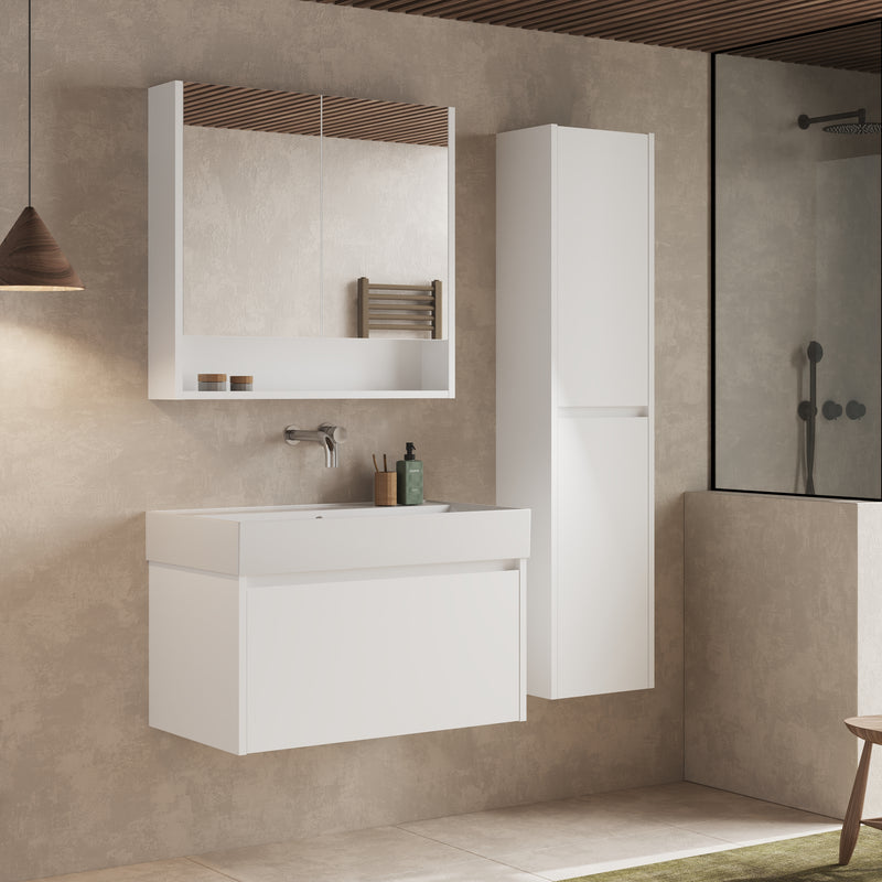 Banyetti Mino Gloss White 1 Drawer Wall Hung Vanity Unit – Select Size