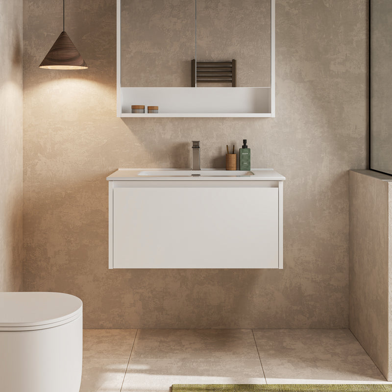 Banyetti Mino Gloss White 1 Drawer Wall Hung Vanity Unit – Select Size