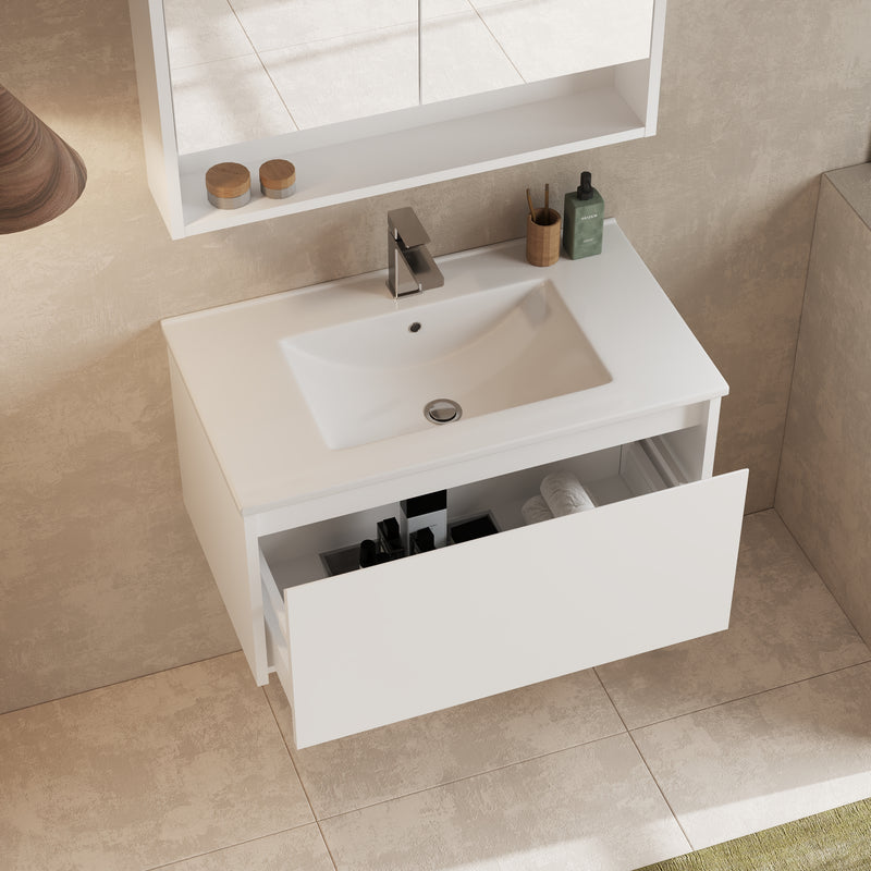 Banyetti Mino Gloss White 1 Drawer Wall Hung Vanity Unit – Select Size