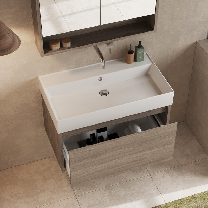 Banyetti Mino Nebraska Oak 1 Drawer Wall Hung Vanity Unit – Select Size