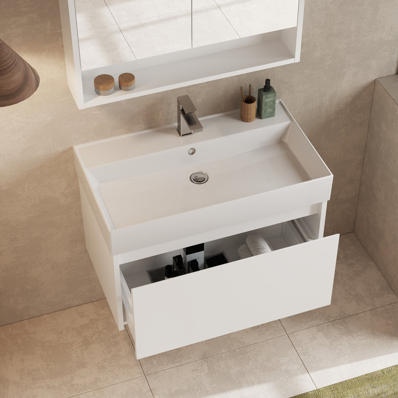 Banyetti Mino Gloss White 1 Drawer Wall Hung Vanity Unit – Select Size