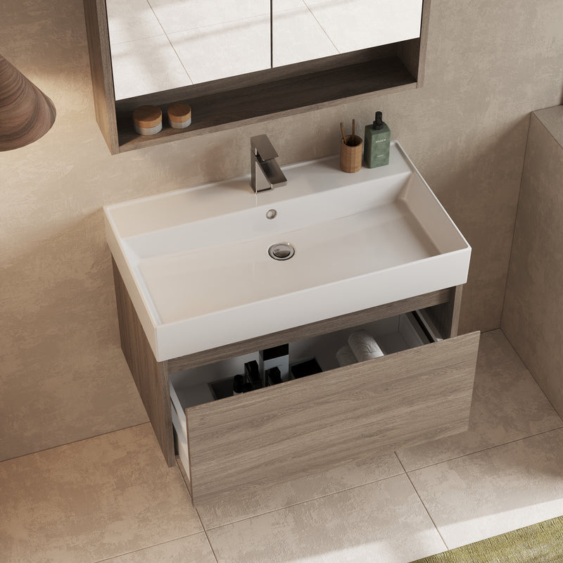 Banyetti Mino Nebraska Oak 1 Drawer Wall Hung Vanity Unit – Select Size