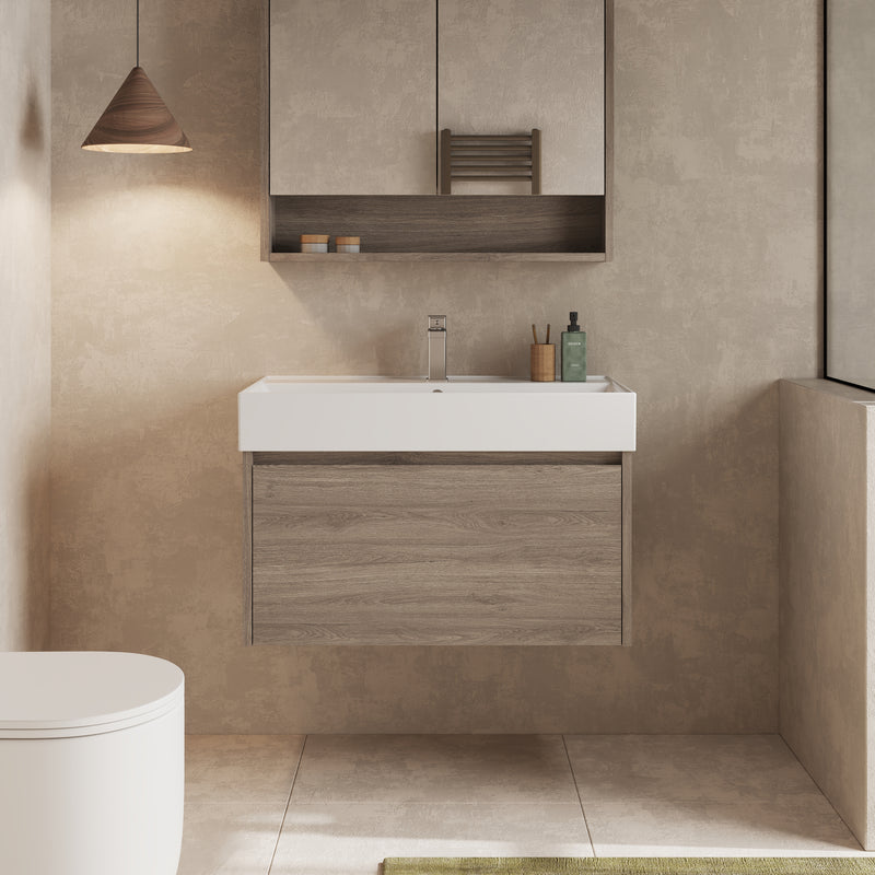 Banyetti Mino Nebraska Oak 1 Drawer Wall Hung Vanity Unit – Select Size