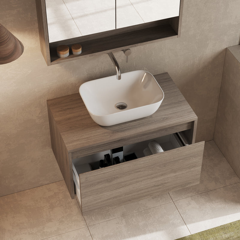 Banyetti Mino Nebraska Oak 1 Drawer Wall Hung Vanity Unit – Select Size