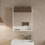 Single door mirror cabinet – installed bathroom setting showing Banyetti Mino single door mirror cabinet mounted above vanity unit