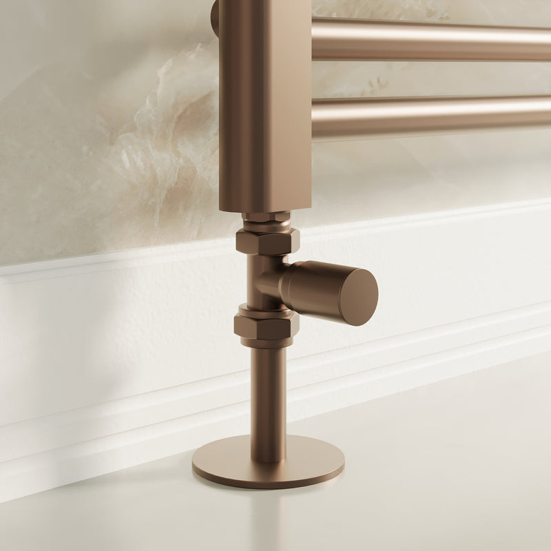 Banyetti Straight Radiator Valves - Brushed Bronze
