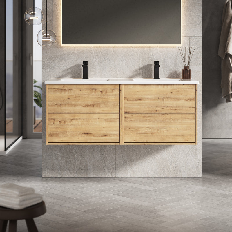 Banyetti Venti Ostippo Oak Wall Hung Vanity Unit - Select Size