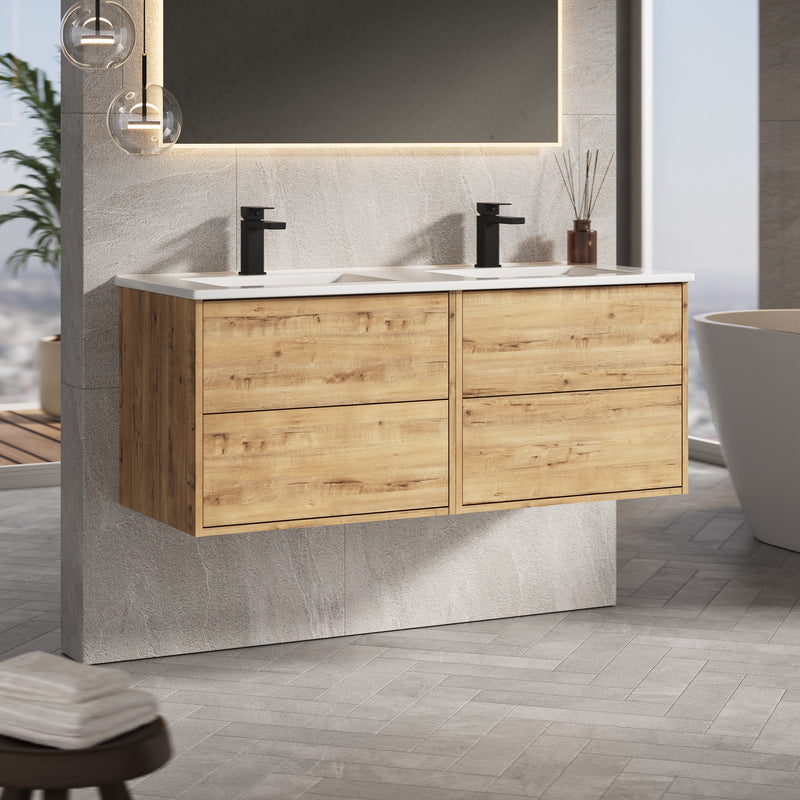 Banyetti Venti Ostippo Oak Wall Hung Vanity Unit - Select Size