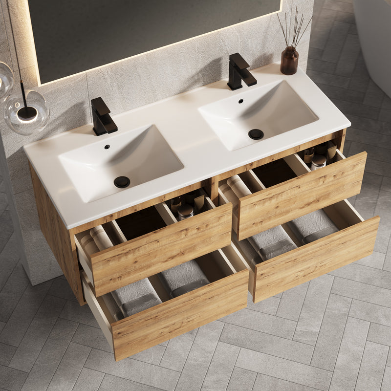 Banyetti Venti Ostippo Oak Wall Hung Vanity Unit - Select Size