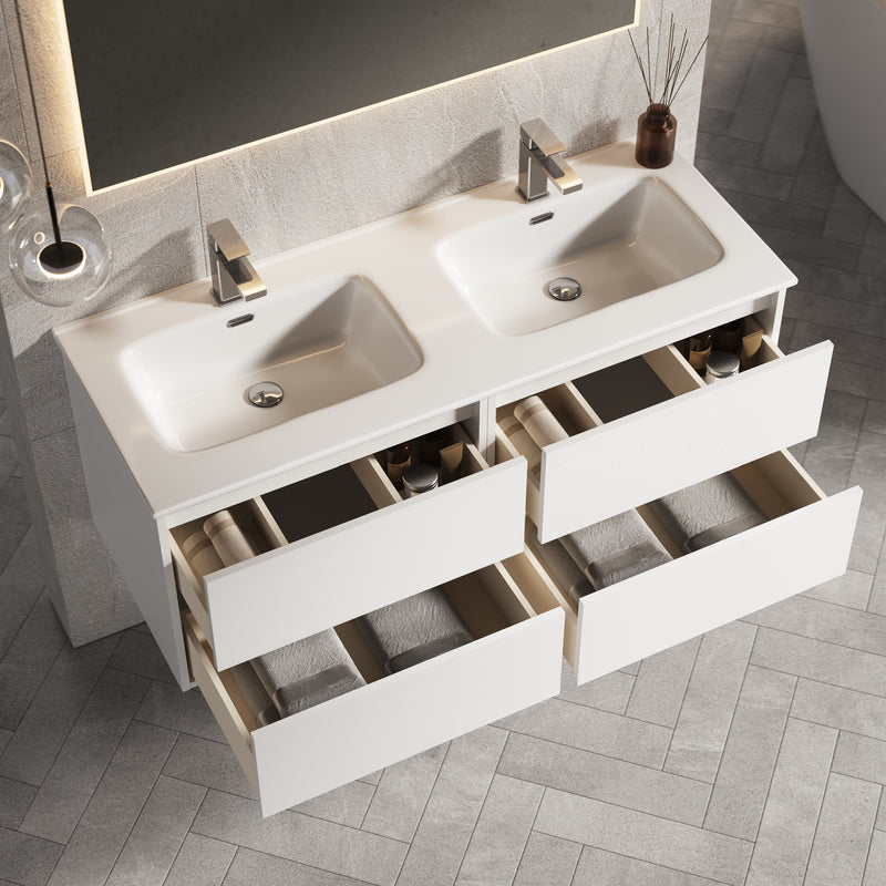 Banyetti Venti Matt White Wall Hung Vanity Unit - Select Size