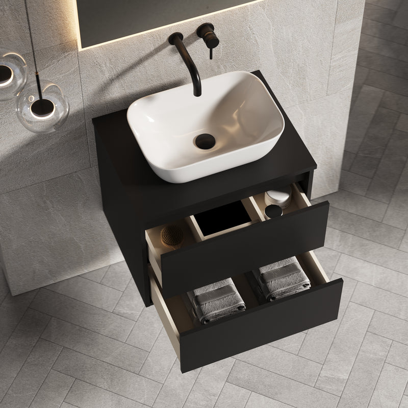 Banyetti Venti Matt Black Wall Hung Vanity Unit - Select Size