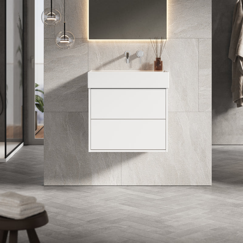 Banyetti Venti Matt White Wall Hung Vanity Unit - Select Size