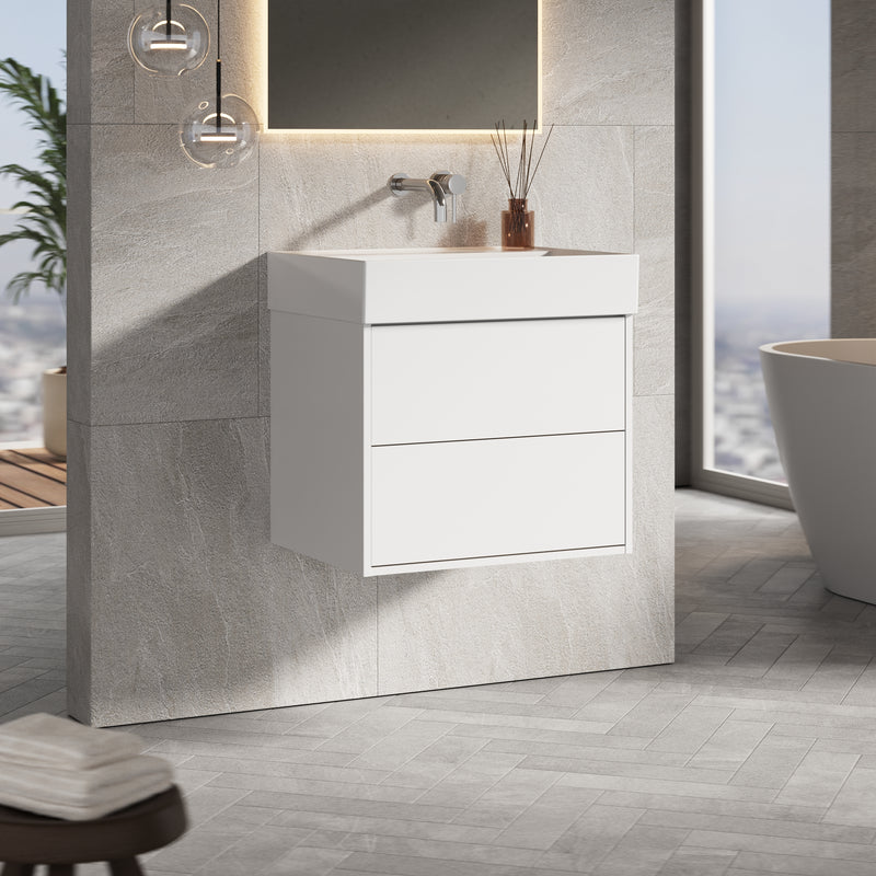 Banyetti Venti Matt White Wall Hung Vanity Unit - Select Size