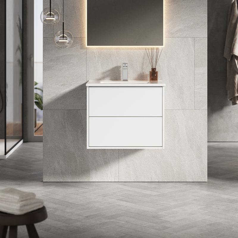 Banyetti Venti Matt White Wall Hung Vanity Unit - Select Size