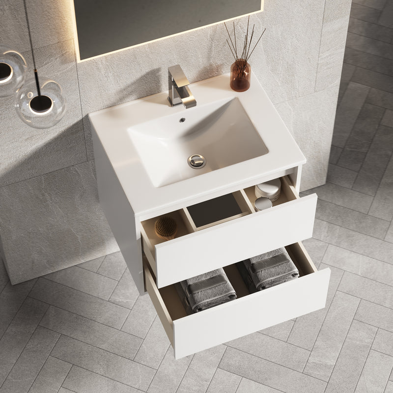 Banyetti Venti Matt White Wall Hung Vanity Unit - Select Size