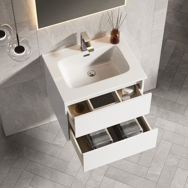 Banyetti Venti Matt White Wall Hung Vanity Unit - Select Size