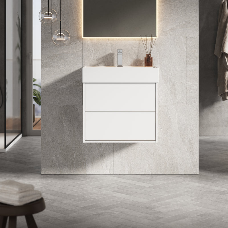 Banyetti Venti Matt White Wall Hung Vanity Unit - Select Size