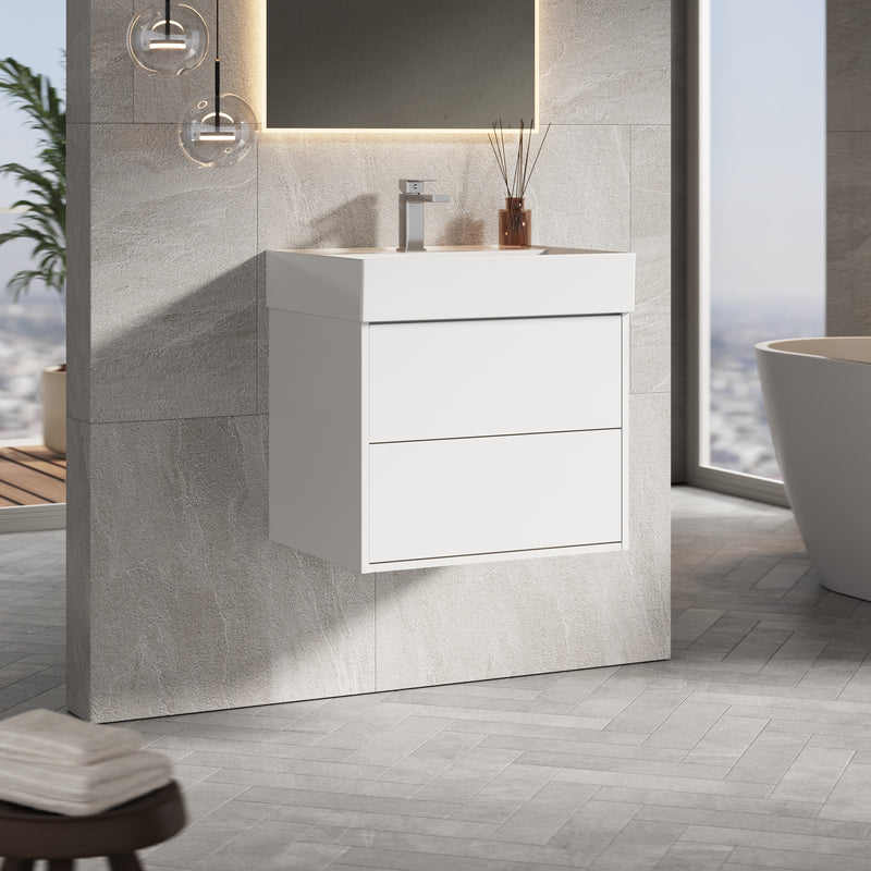 Banyetti Venti Matt White Wall Hung Vanity Unit - Select Size