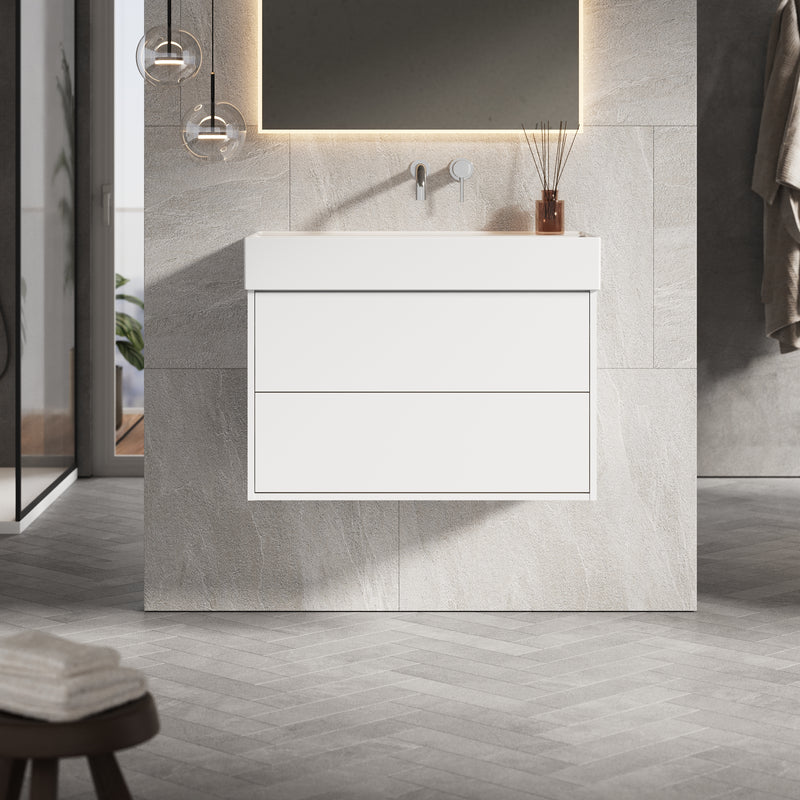 Banyetti Venti Matt White Wall Hung Vanity Unit - Select Size