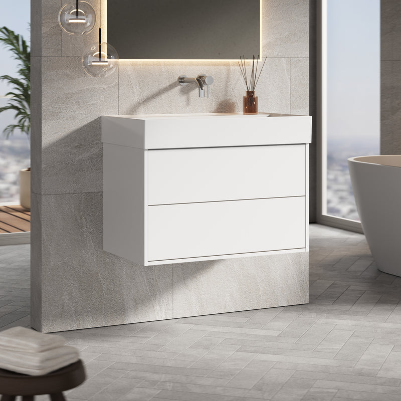 Banyetti Venti Matt White Wall Hung Vanity Unit - Select Size