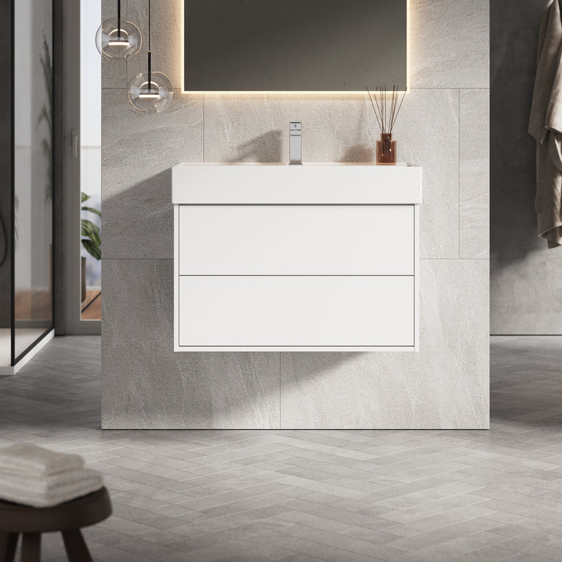 Banyetti Venti Matt White Wall Hung Vanity Unit - Select Size