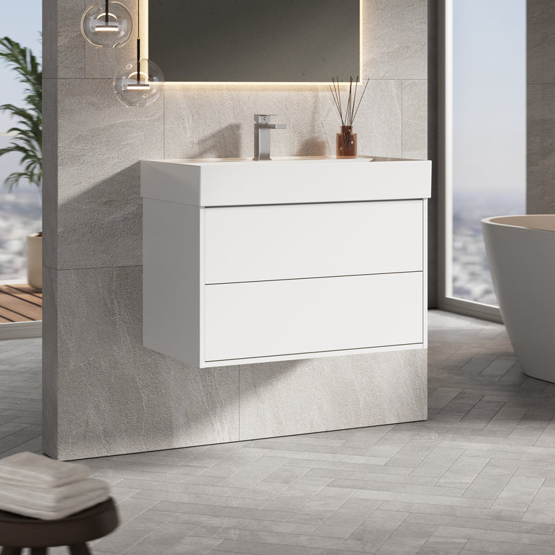 Banyetti Venti Matt White Wall Hung Vanity Unit - Select Size