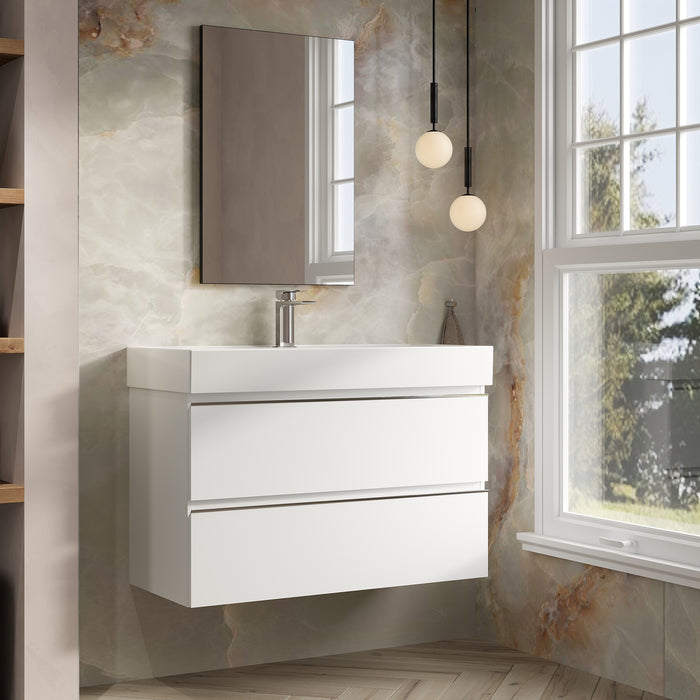 Banyetti Vatilla Gloss White Wall Hung Vanity Unit with Chrome Handles - Select Size