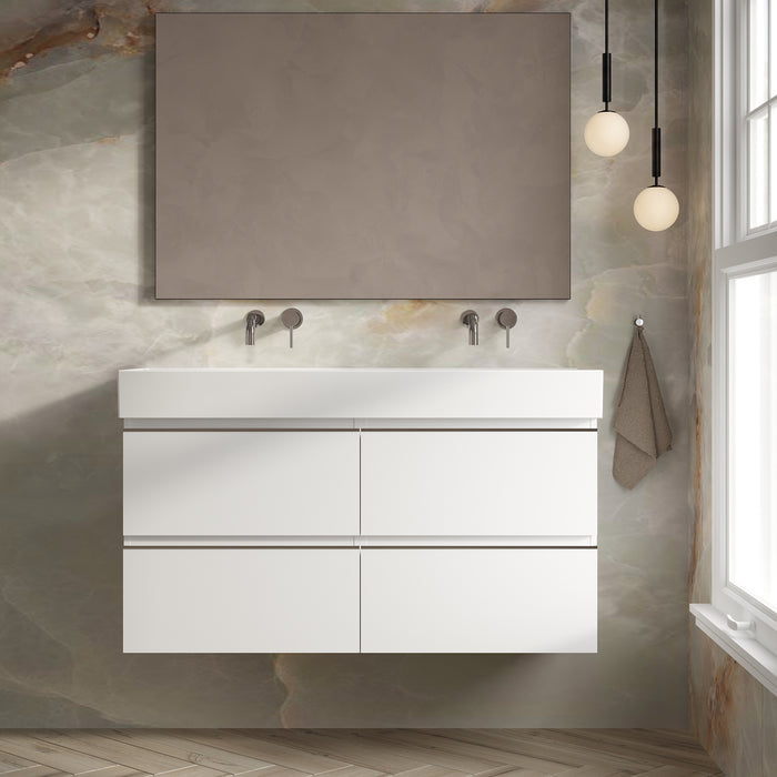 Banyetti Vatilla Gloss White Wall Hung Vanity Unit with Chrome Handles - Select Size