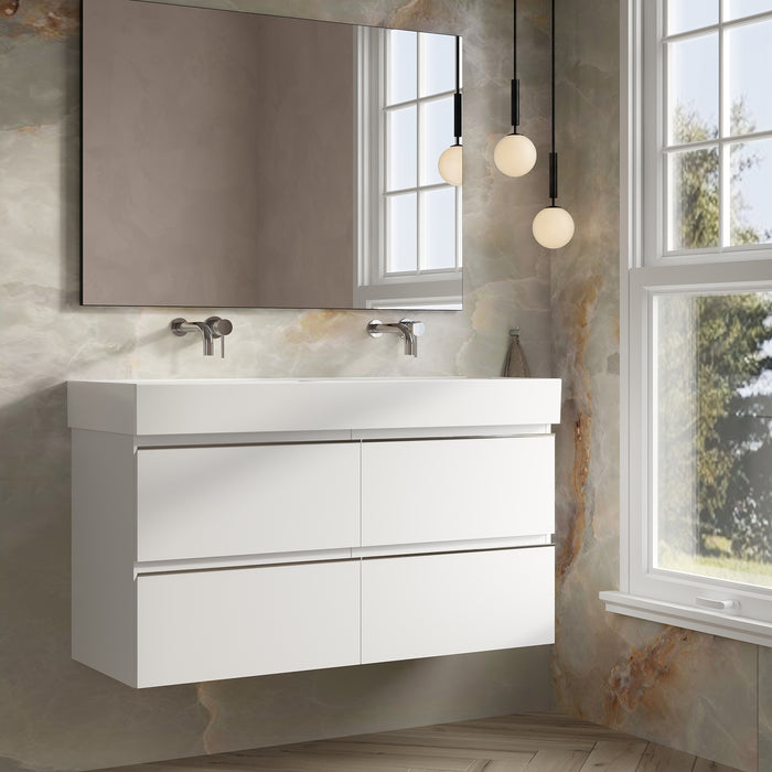 Banyetti Vatilla Gloss White Wall Hung Vanity Unit with Chrome Handles - Select Size