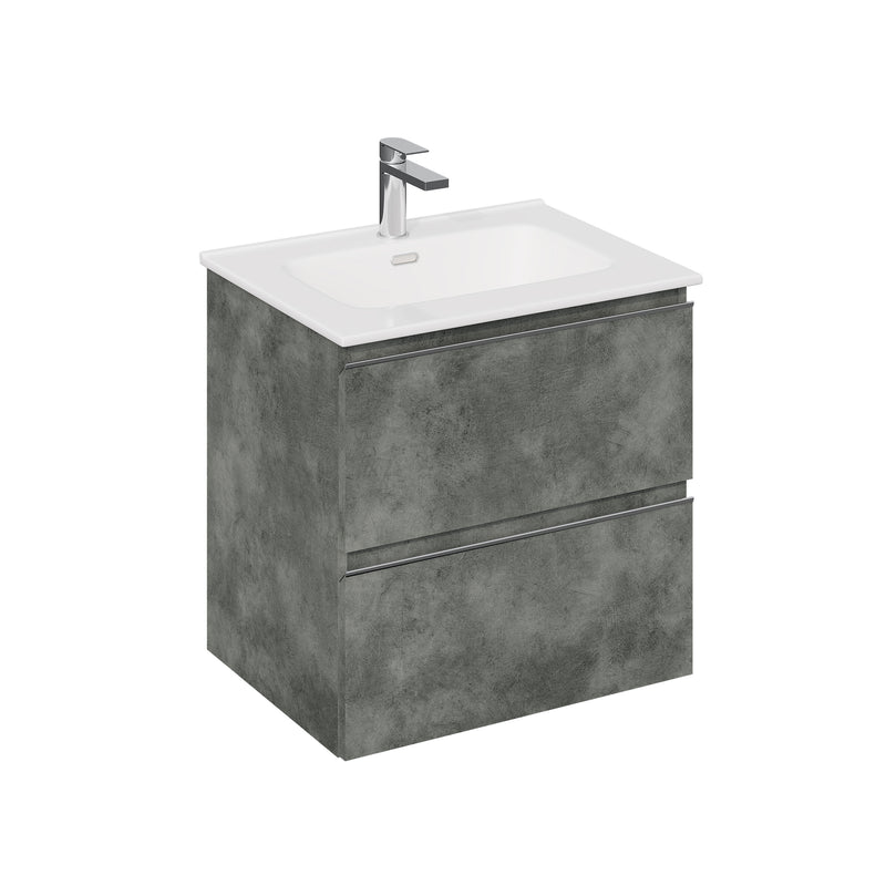 Banyetti Vatilla Cemento Wall Hung Vanity Unit with Chrome Handles - Select Size