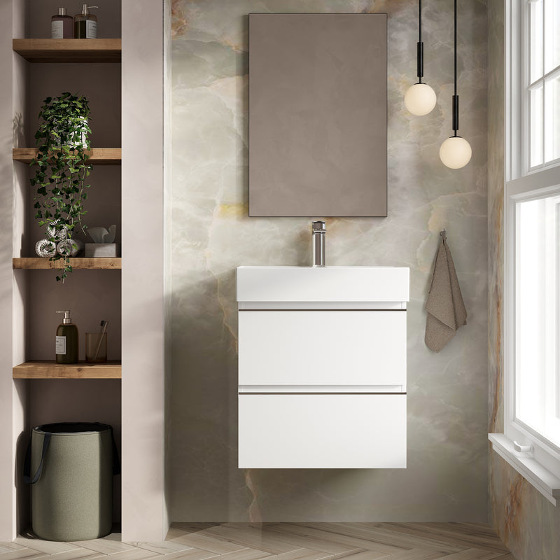 Banyetti Vatilla Gloss White Wall Hung Vanity Unit with Chrome Handles - Select Size