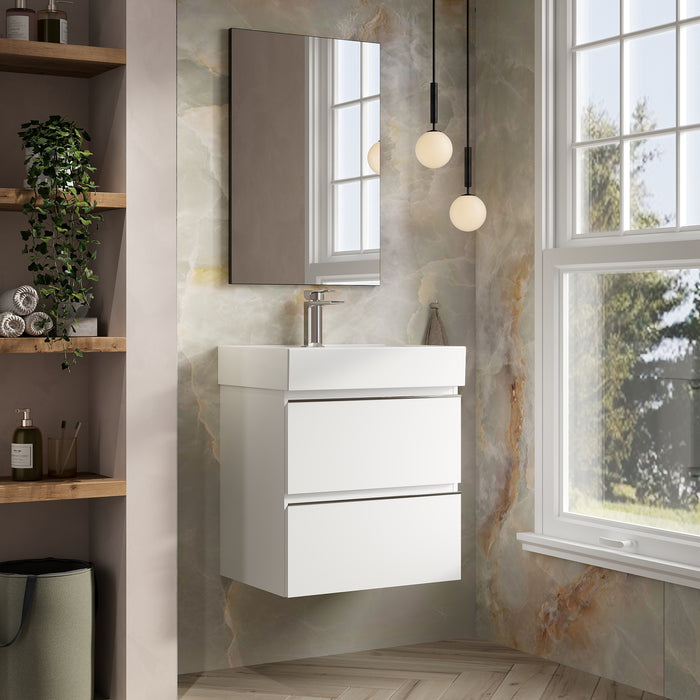 Banyetti Vatilla Gloss White Wall Hung Vanity Unit with Chrome Handles - Select Size
