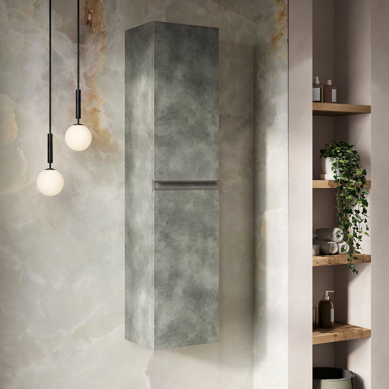 Banyetti Vatilla 1500mm Wall Hung Tall Cabinet with Chrome Handles - Cemento