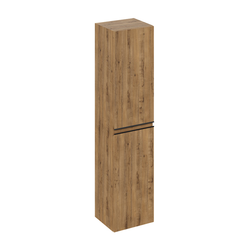 Banyetti Vatilla 1500mm Wall Hung Tall Cabinet with Matt Black Handles - Ostippo Oak