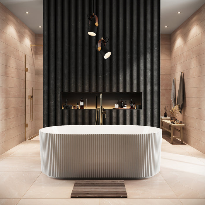 Kraft Senzo Fluted 1700 x 800 Freestanding Acrylic Bath - White