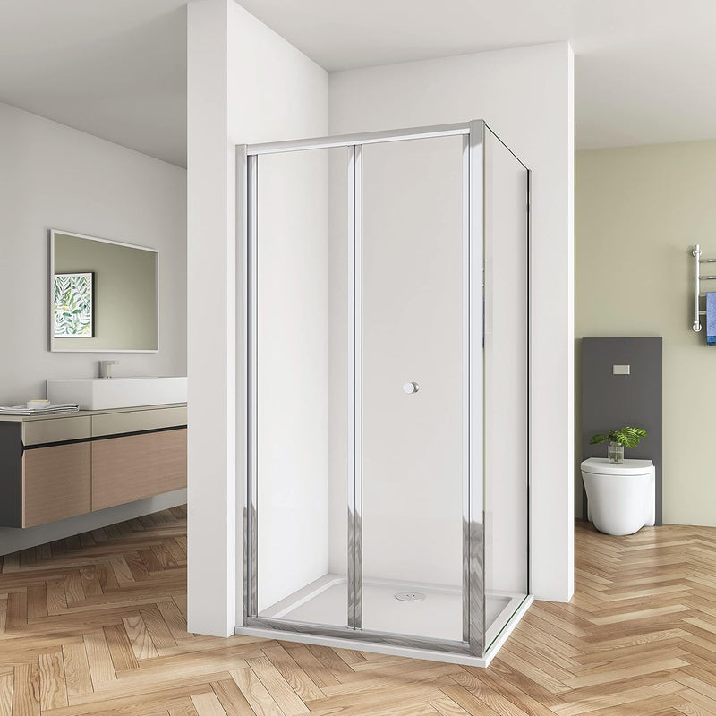 Linea Chrome Framed Bi Fold Shower Door 5mm Clear Glass - Select Size