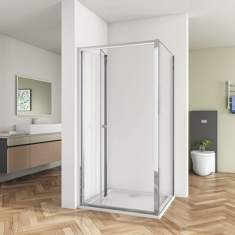 Linea Chrome Framed Bi Fold Shower Door 5mm Clear Glass - Select Size