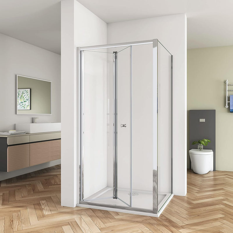 Linea Chrome Framed Bi Fold Shower Door 5mm Clear Glass - Select Size