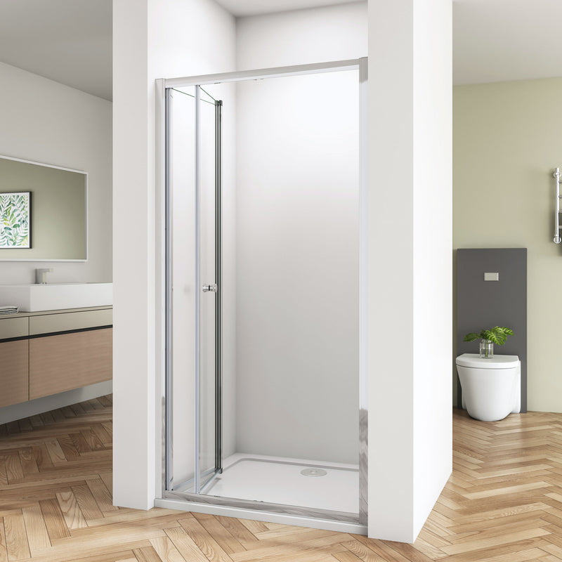 Linea Chrome Framed Bi Fold Shower Door 5mm Clear Glass - Select Size