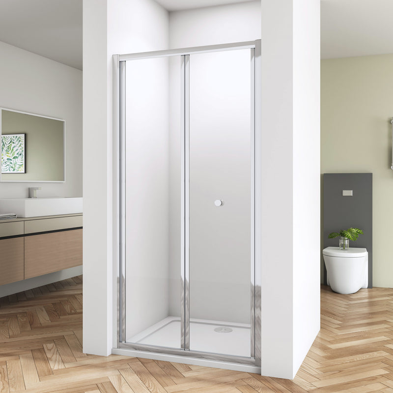Linea Chrome Framed Bi Fold Shower Door 5mm Clear Glass - Select Size