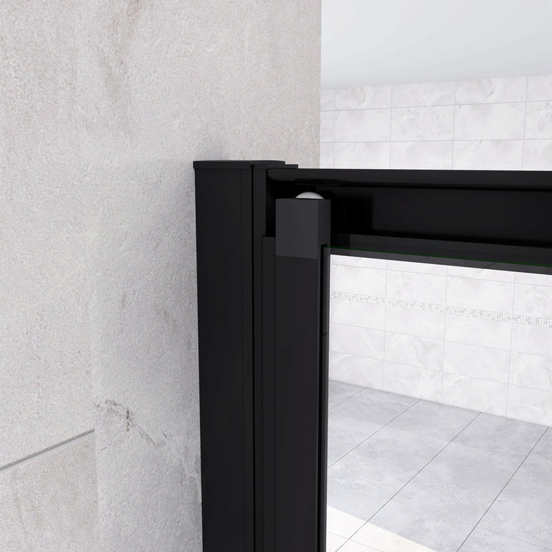 Linea Black Framed Bi Fold Shower Door 5mm Clear Glass - Select Size