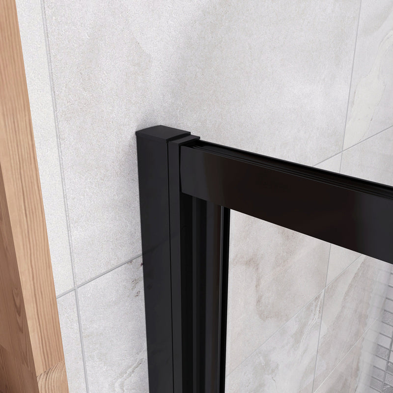 Linea Black Framed Bi Fold Shower Door 5mm Clear Glass - Select Size