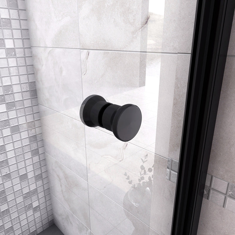 Linea Black Framed Bi Fold Shower Door 5mm Clear Glass - Select Size