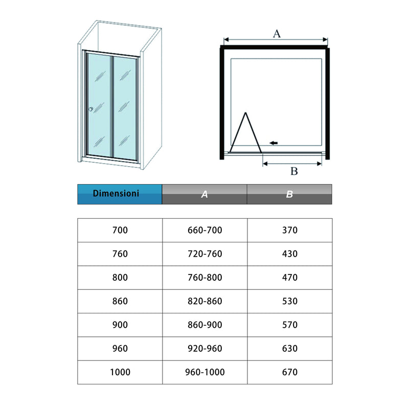 Linea Black Framed Bi Fold Shower Door 5mm Clear Glass - Select Size